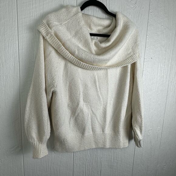 Anthropologie Turtleneck Sweater Ivory Long Sleeve Size Medium Relaxed Offwhite - Picture 3 of 8